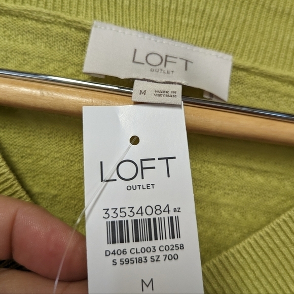Nwt Loft Outlet Lime Green V Neck Summer Cotton Sweater M - Picture 7 of 12